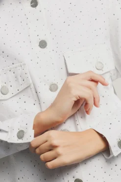 Denim|Camicie^Gaëlle Giacca camicia strass all over • - Paris Off white