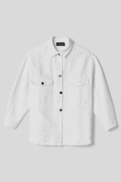 Denim|Camicie^Gaëlle Giacca camicia strass all over • - Paris Off white