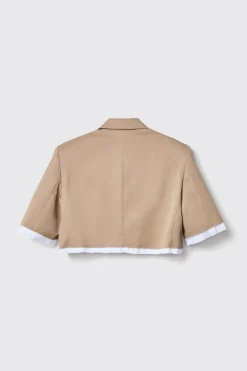 Giacche & Gilet^Gaëlle Giacca cropped mezza manica con fodera scucita in gabardina • - Paris Safari