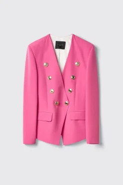 Giacche & Gilet^Gaëlle Giacca doppiopetto sfiancata in cady • - Paris Fucsia