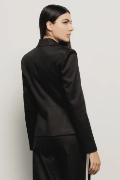 Giacche & Gilet^Gaëlle Giacca slim in twill con revers in raso • - Paris Nero gesso