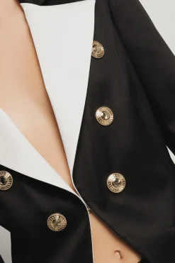 Giacche & Gilet^Gaëlle Giacca slim in twill con revers in raso • - Paris Nero gesso