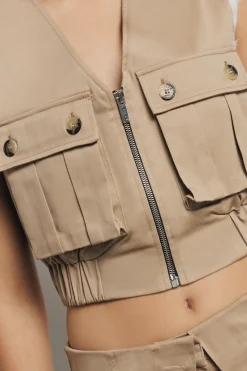 Giacche & Gilet^Gaëlle Gilet crop zippato in gabardina • - Paris Safari