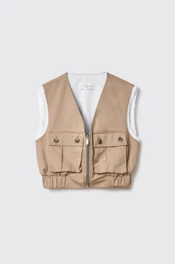 Giacche & Gilet^Gaëlle Gilet crop zippato in gabardina • - Paris Safari