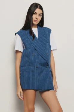 Giacche & Gilet^Gaëlle Gilet lungo over doppiopetto • - Paris Blue