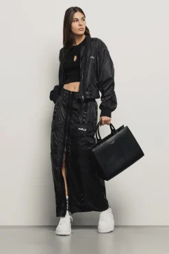 Gonne & Shorts^Gaëlle Gonna lunga in nylon zippata con stampa • - Paris Nero