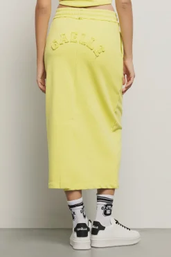 Gonne & Shorts^Gaëlle Gonna midi in felpa con cinto elastico con dettagli taglio vivo e ricamo • - Paris Lime