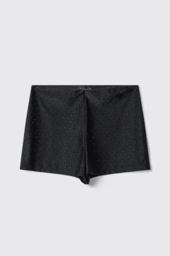 Gonne & Shorts^Gaëlle Hot pants a vita alta in lycra con strass • - Paris Nero