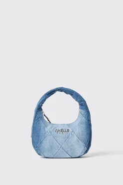 Borse A Mano|Denim^Gaëlle Maxi hobo denim a rombi applicazione metal logo • - Paris Denim dark blue