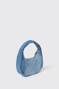 Borse A Mano|Denim^Gaëlle Maxi hobo denim a rombi applicazione metal logo • - Paris Denim dark blue