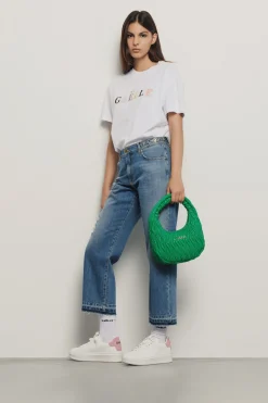 Borse A Mano|Borse A Tracolla^Gaëlle Maxi hobo plisse' con logo in metallo • - Paris Verde