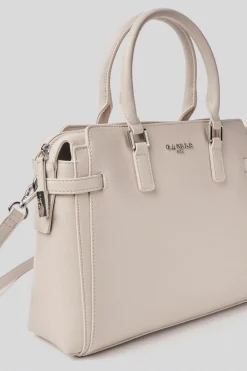 Shopper & Zaini^Gaëlle Maxi shoulder strap in ecopelle saffiano e logo in metallo • - Paris Safari