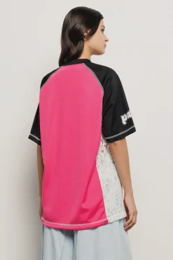 T-Shirt^Gaëlle Maxi t-shirt con inserto in pizzo • - Paris Rosa nero