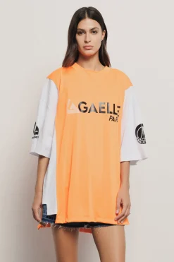 T-Shirt^Gaëlle Maxi t-shirt paricollo • - Paris Bianco arancio