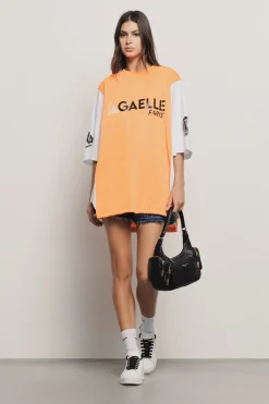 T-Shirt^Gaëlle Maxi t-shirt paricollo • - Paris Bianco arancio