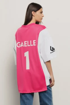 T-Shirt^Gaëlle Maxi t-shirt paricollo • - Paris Bianco fucsia