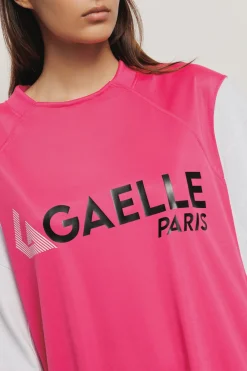 T-Shirt^Gaëlle Maxi t-shirt paricollo • - Paris Bianco fucsia
