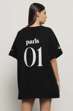 T-Shirt^Gaëlle Maxi t-shirt paricollo con taglio raglan • - Paris Nero