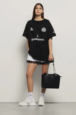 T-Shirt^Gaëlle Maxi t-shirt paricollo con taglio raglan • - Paris Nero