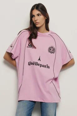 T-Shirt^Gaëlle Maxi t-shirt paricollo con taglio raglan • - Paris Rosa orchidea