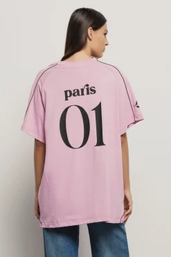 T-Shirt^Gaëlle Maxi t-shirt paricollo con taglio raglan • - Paris Rosa orchidea