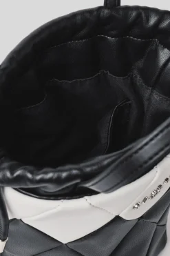 Borse A Mano|Borse Mini^Gaëlle Mini bucket bag matelasse' a rombi e logo in metallo • - Paris Nero bianco