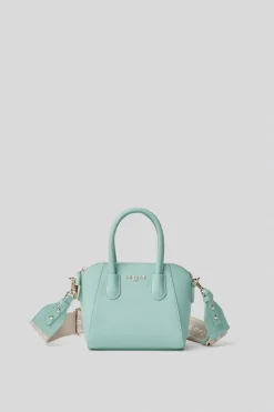Borse A Mano^Gaëlle Mini duffle con logo in metallo e tracolla jacquard • - Paris Verde acqua