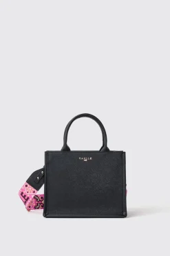 Borse A Mano|Borse Mini^Gaëlle Mini shopper con logo in metallo e tracolla jacquard • - Paris Nero