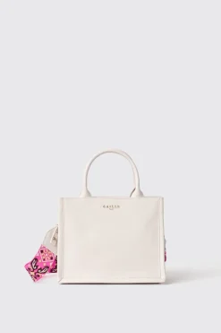Borse A Mano|Borse Mini^Gaëlle Mini shopper con logo in metallo e tracolla jacquard • - Paris Bianco