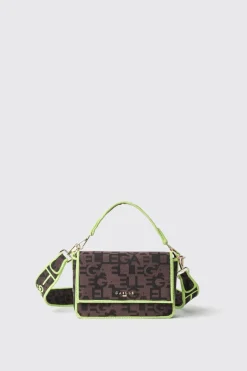 Borse A Mano|Borse Mini^Gaëlle Mini shoulder strap con allover jacquard e logo in metallo • - Paris Marrone