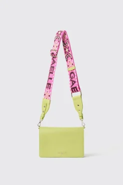 Borse Mini|Borse A Tracolla^Gaëlle Mini shoulder strap con logo in metallo e tracolla jacquard • - Paris Lime