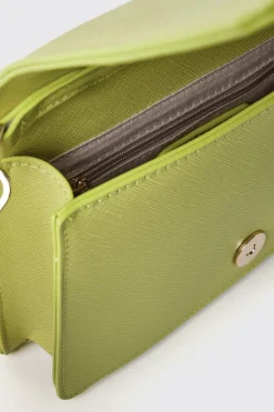 Borse Mini|Borse A Tracolla^Gaëlle Mini shoulder strap con logo in metallo e tracolla jacquard • - Paris Lime