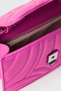 Borse Mini|Borse A Tracolla^Gaëlle Mini shoulder strap con matelasse' e logo con strass • - Paris Fucsia