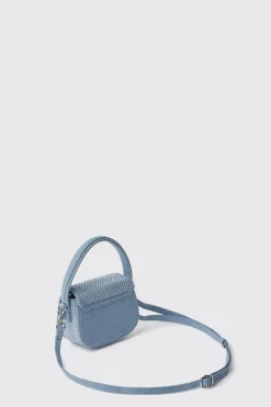 Borse A Mano|Borse Mini^Gaëlle Mini shoulder strap denim con strass e applicazione maxi g • - Paris Blu