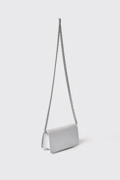 Borse Mini|Borse A Tracolla^Gaëlle Mini shoulder strap glitter con logo embossed • - Paris Argento