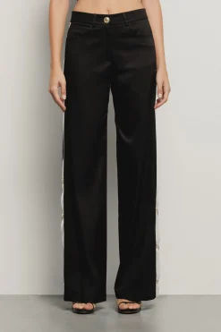 Pantaloni & Leggings^Gaëlle Pantalone a palazzo in twill con fianchi in raso • - Paris Nero gesso
