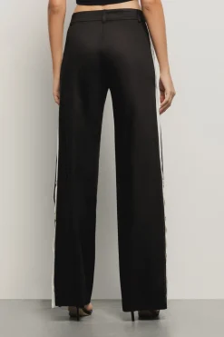 Pantaloni & Leggings^Gaëlle Pantalone a palazzo in twill con fianchi in raso • - Paris Nero gesso