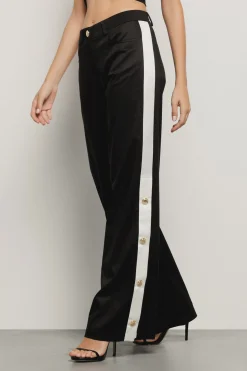 Pantaloni & Leggings^Gaëlle Pantalone a palazzo in twill con fianchi in raso • - Paris Nero gesso