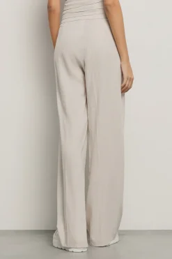 Pantaloni & Leggings^Gaëlle Pantalone a vita alta misto lino con cinto alto • - Paris Madreperla