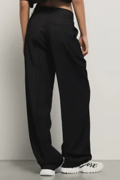Pantaloni & Leggings^Gaëlle Pantalone a vita bassa in poliviscosa con cinturino in sovrapposizione pieghe • - Paris Nero