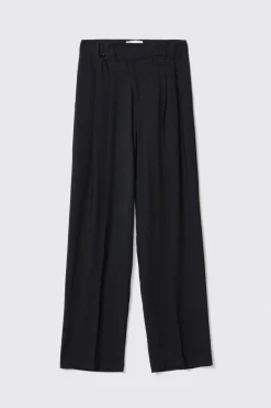 Pantaloni & Leggings^Gaëlle Pantalone a vita bassa in poliviscosa con cinturino in sovrapposizione pieghe • - Paris Nero