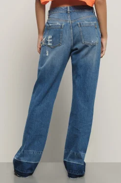 Pantaloni & Leggings|Denim^Gaëlle Pantalone boy low waist straight • - Paris Blu