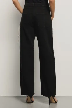 Pantaloni & Leggings|Denim^Gaëlle Pantalone boy over loose fit con catene strass • - Paris Nero