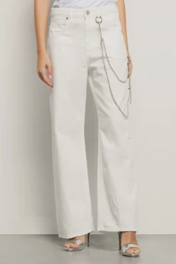 Pantaloni & Leggings|Denim^Gaëlle Pantalone boy over loose fit con catene strass • - Paris Off white