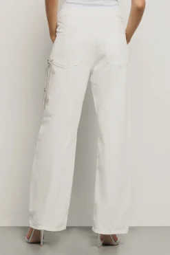Pantaloni & Leggings|Denim^Gaëlle Pantalone boy over loose fit con catene strass • - Paris Off white