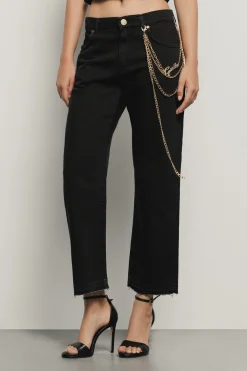 Pantaloni & Leggings|Denim^Gaëlle Pantalone boy straight con mix catene • - Paris Nero