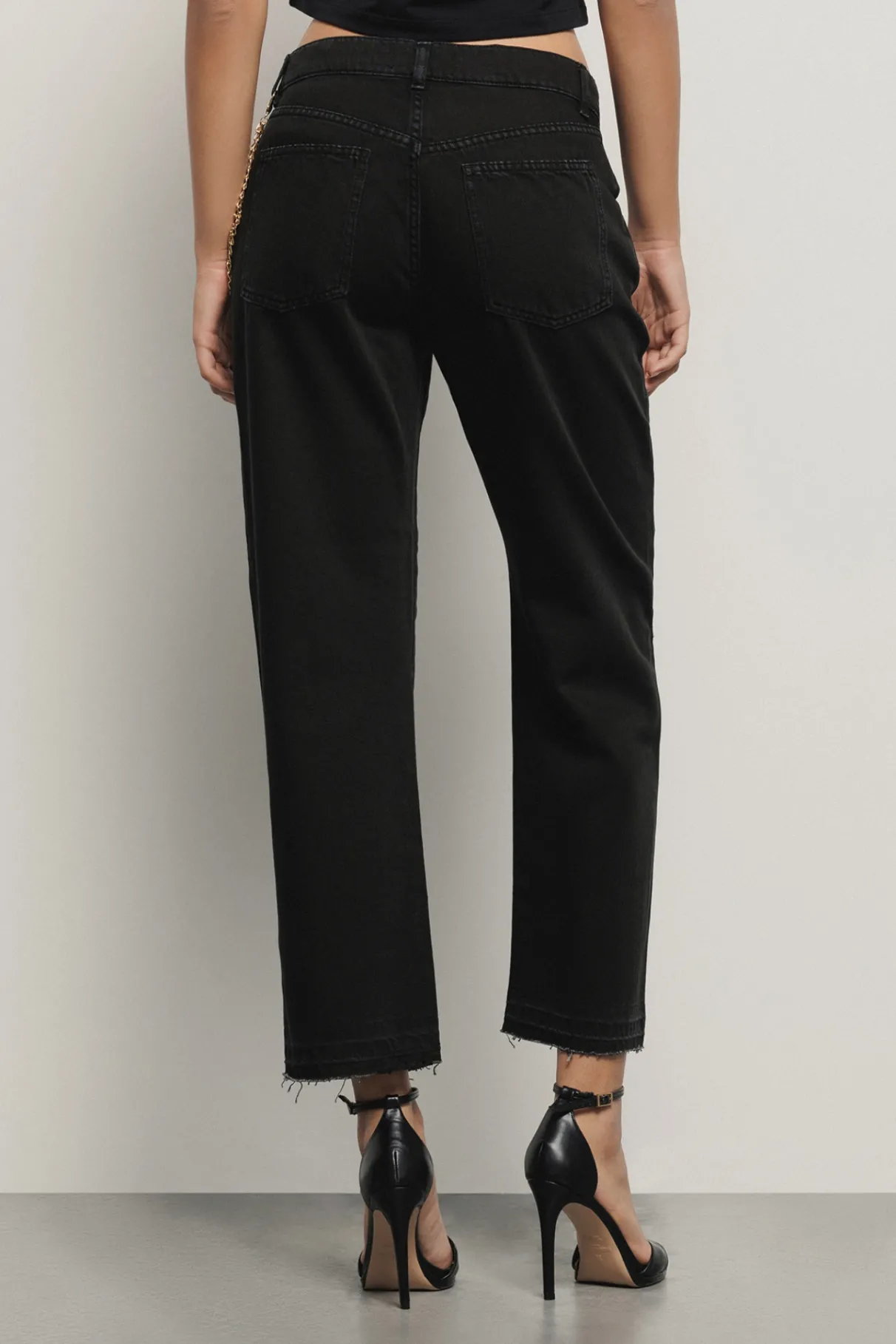 Pantaloni & Leggings|Denim^Gaëlle Pantalone boy straight con mix catene • - Paris Nero