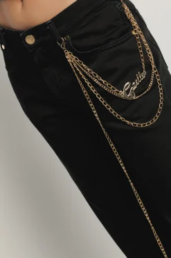 Pantaloni & Leggings|Denim^Gaëlle Pantalone boy straight con mix catene • - Paris Nero