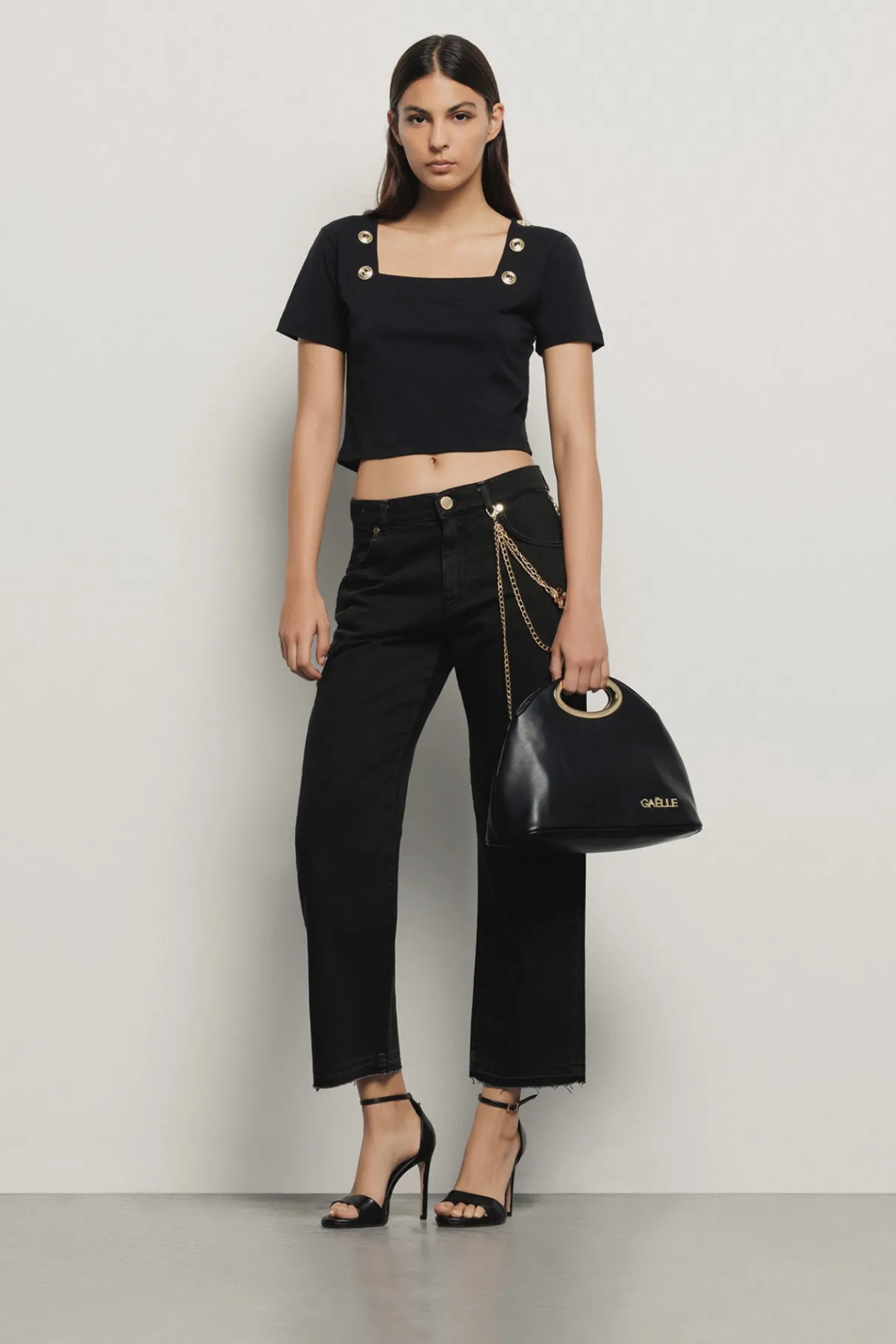 Pantaloni & Leggings|Denim^Gaëlle Pantalone boy straight con mix catene • - Paris Nero