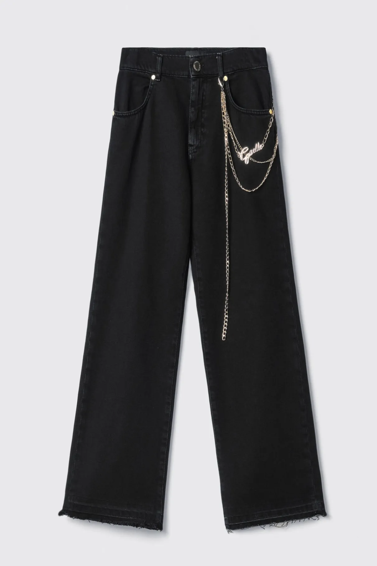 Pantaloni & Leggings|Denim^Gaëlle Pantalone boy straight con mix catene • - Paris Nero
